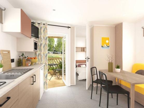 Le cottage 2 chambres - 22 m² - 4 personnes (2 adultes max) - Animaux non acceptés.  Terrasse 7 m² .