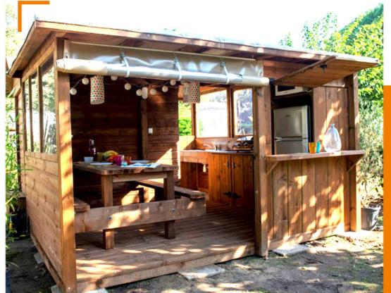 Formule Freecamp Guinguette (met kitchenette en eigen badkamer + overdekt terras)