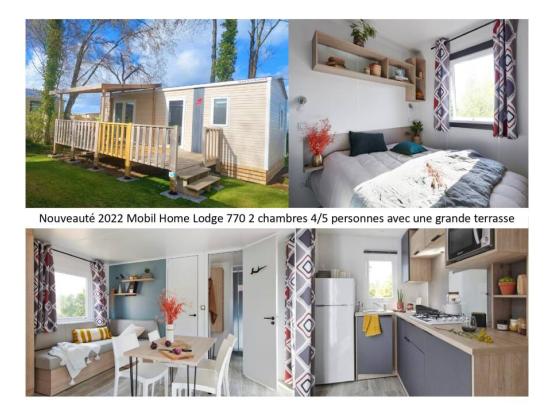 Stacaravan Lodge 770 Confort plus 2 slaapkamers - 30 m² + half overdekt terras