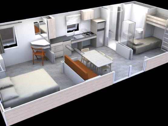 Mobil home Grand Espace PMR Confort 35m² 2 chambres + Terrasse couverte 15m² + Clim