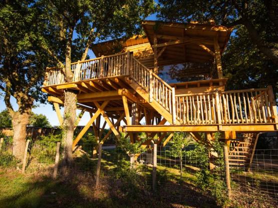 Premium Cabane dans les arbres avec Spa 30m²+ terrasse 30m² + Climatisation + Lits faits à l'arrivée