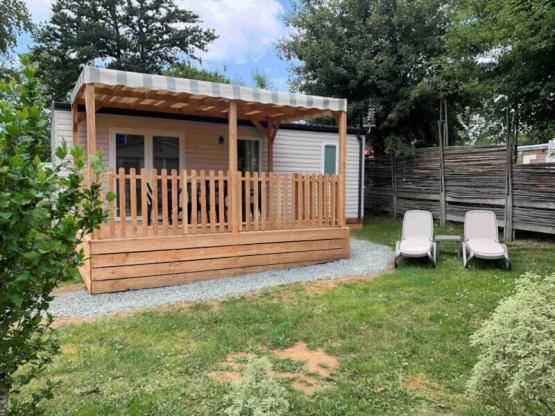 Mobilheim Premium 2 Schlafzimmer 32m² überdachte Terrasse 12m² + Spüllmachine + TV