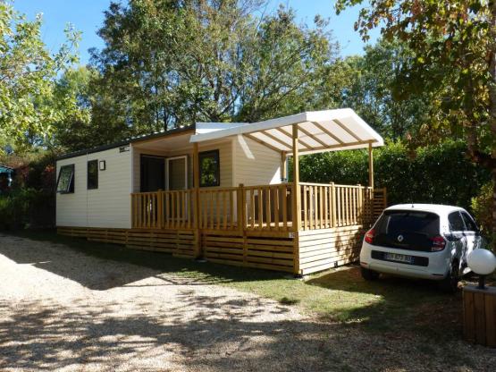 Stacaravan - 26m² - 2 slaapkamer + overdekt terras 20m²