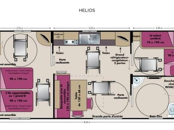 Mobil Home CONFORT PMR  Plus (3 adultes max + 1 enfant de - 7ans)