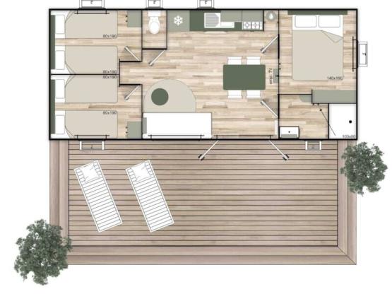 Mobilhome 3 - 35m² - 3 chambres