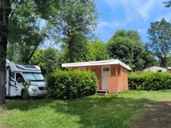 Large pitch with private sanitary in front of the river