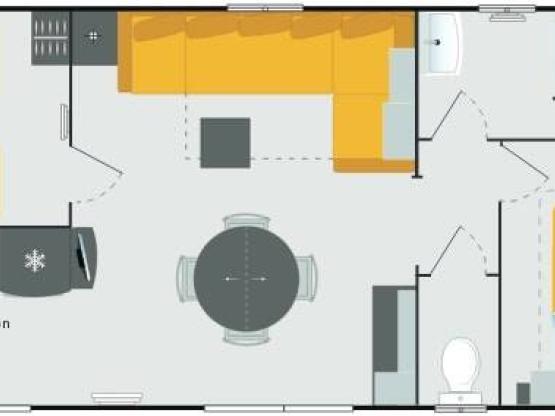 Mobil-home Privilège Grand Confort - 34m² - 2 chambres - Terrasse bâchée - Climatisé
