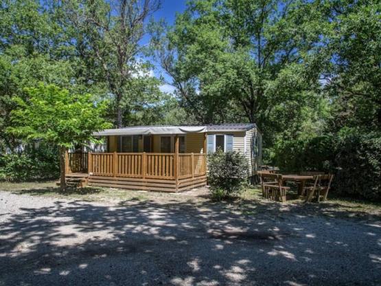Mobil-Home Confort  Relax Clim  33m² (3ch-6pers) + Terrasse couverte + Clim - Tarif 1 à 6 pers.