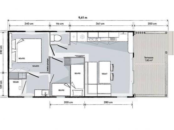 Le Ponton   4 pers premium – 28 m² + 7.8m² fully covered terrace