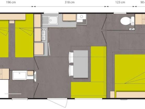 Mobil-home 1 à 4 personnes - Terrasse non couverte