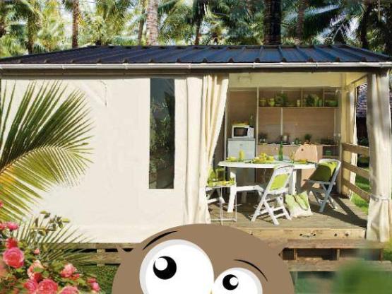 Zeltbungalow TITHOME Standard 26m2 (3 zimmer) + überdachte Terrasse