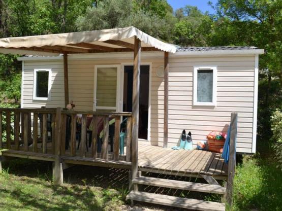 Mobilheim DOMINO Confort 28m2 (2 zimmer) + überdachte Terrasse 7m2 + airco +tv