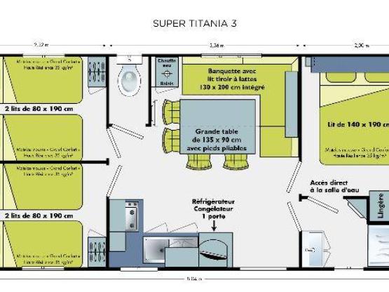 Mobil-home Titania Confort 29.7m² / 3 chambres - Terrasse