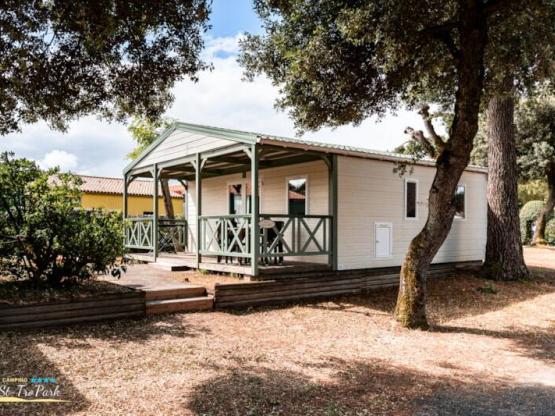 Chalet Premium 35m² (2 chambres) + Climatisation + Lave-vaisselle + Terrasse couverte 12m²