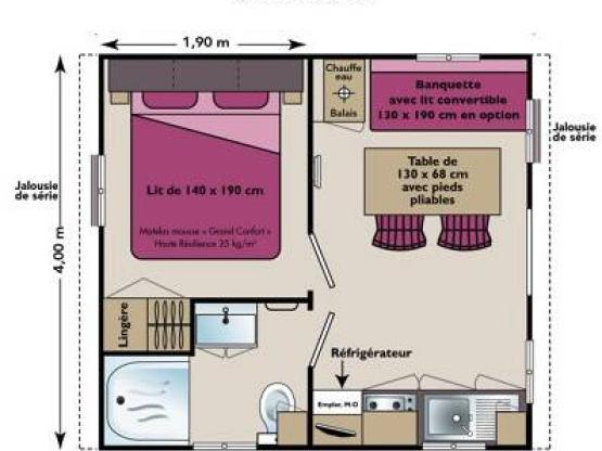 Mobil-home Confort - 1 chambre - 16m²