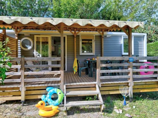 Mobilheim Premium 31m² (3 Zimmer) + überdachte Terrasse + Spüllmachine + TV + Klimaanlage