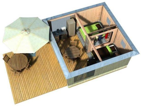 Bungalow toilé (2 chambres)