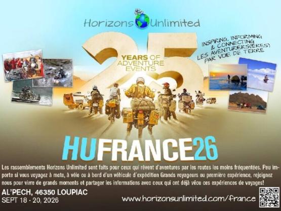 Package Locatif Non partagé 1 à 2 pers - Spécial Week end 17 - 20 Septembre 2026 Horizons Unlimited