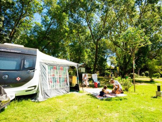 CONFORT Standard Stellplatz "Blick auf Gabionen"