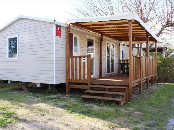 Mobile Home Confort 29 m2 (2 chambres) + clim + terrasse couverte + TV