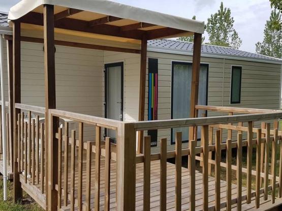 MOBIL HOME MALAGA 2 chambres 27m² + terrasse couverte, 2 chambres, coin séjour/cuisine, salle de bain + WC, TV comprise