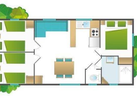 Mobilhome (3 habitaciones) + Terraza cubierta