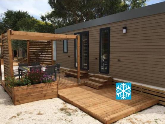 Mobil-home LAURIER ROSE Premium (3 chambres) 33m2 - terrasse couverte  19m2+ LV + TV + Climatisation
