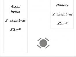 Mobil-home + Annexe Confort 58m² - 5 chambres - Terrasse semi-couverte + TV