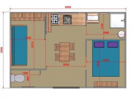 CONFORT Mobilhome 1 chambre GLORIA (2014) 24² + Terrasse semi-couverte